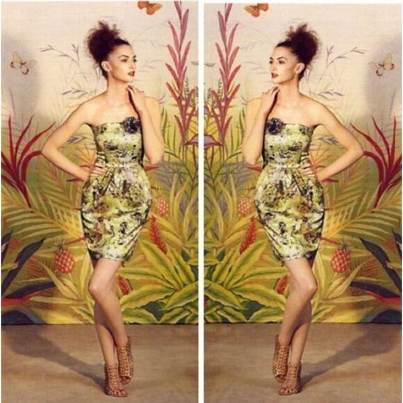 ANTHROPOLOGIE MCGINN Cooling Magma Strapless Colorful Sheath Mini Dress Size 8 - Picture 8 of 8